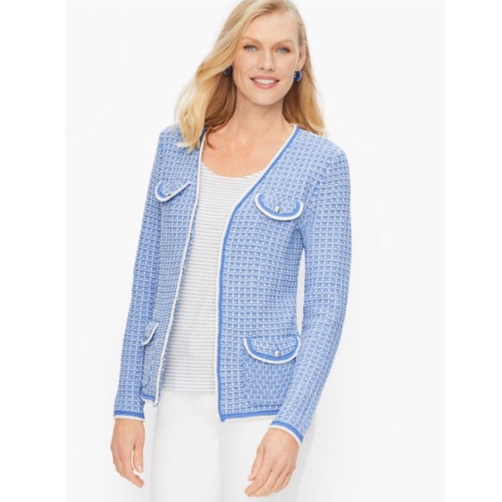 TALBOTS | Tipped Tweed Sweater Jacket